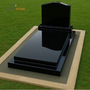 Absolute Black Bordered Granite Ledger Memorial