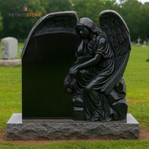 Absolute Black Granite Angel Statue Monument