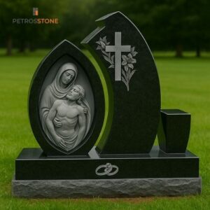 Absolute Black Granite Bas-Relief Portrait Headstone