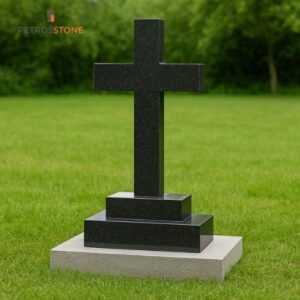 Absolute Black Latin Cross Granite Monument