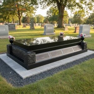 Absolute Black Low Elevated Granite Family Tomb