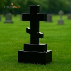 Absolute Black Orthodox Cross Granite Monument
