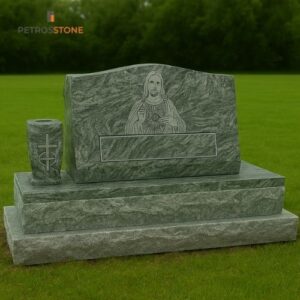 Marina Verde Double Slant _ Double Pillow Granite Headstone