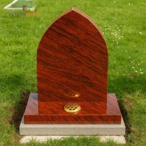 Red Multicolor Granite Gothic Upright Granite Headstone