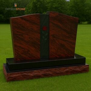 Red Multicolor Vertical Companion Granite Headstone